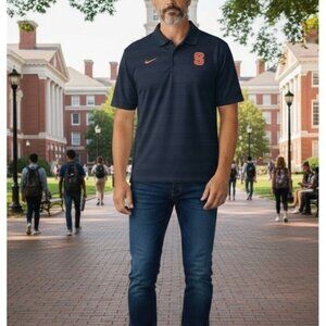 Nike Syracuse University Blue Short Sleeve Mens Dri Fit Polo Golf Shirt Size 3XL